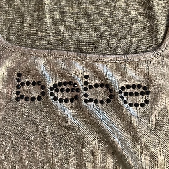 Nwt bebe gold shimmer y2k square neck baby tee fitted stretch top small shirt - Picture 4 of 4